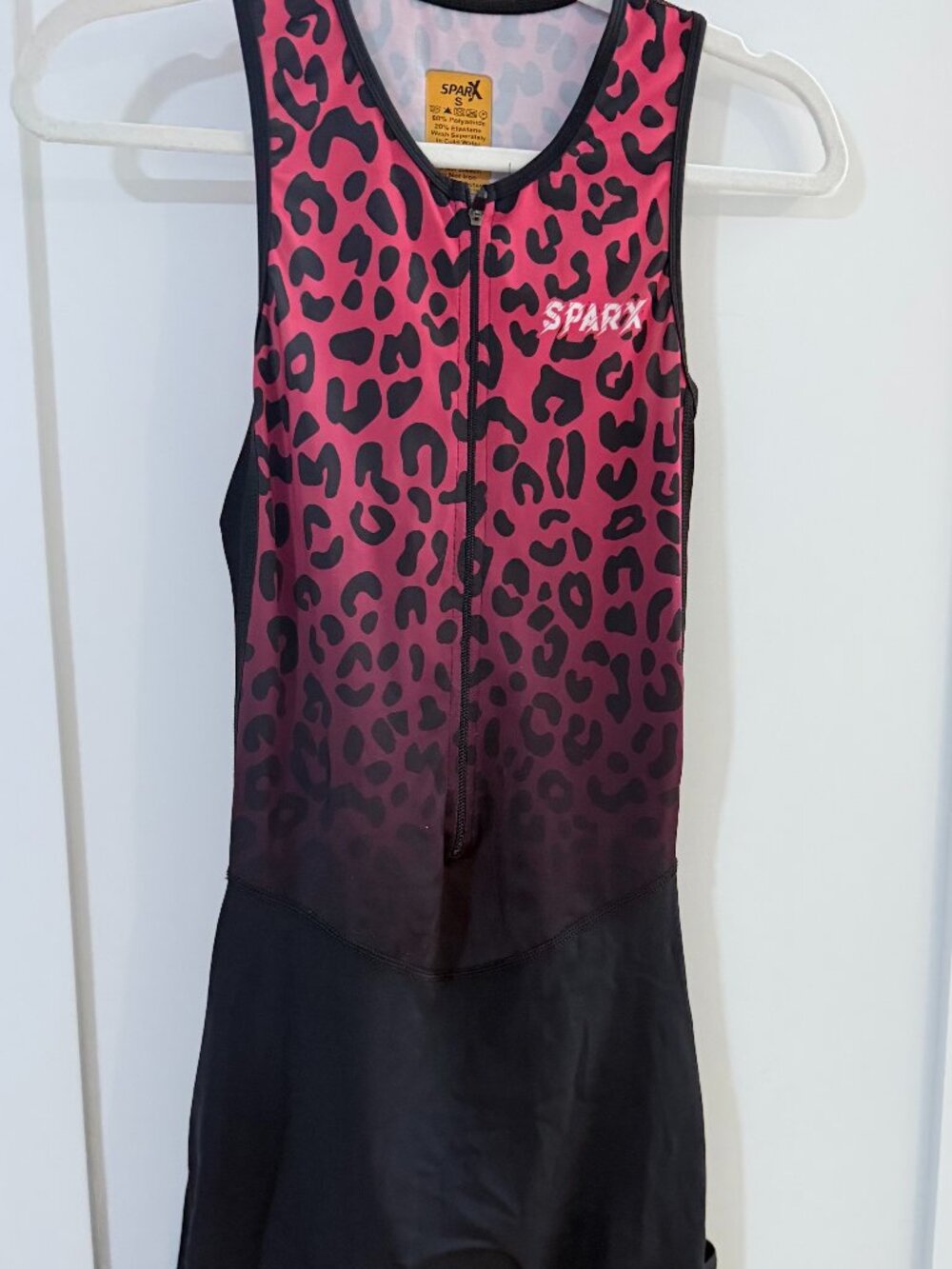 SPARX Women's Triathlon Suit Pink Leopard Print Tri Kit Race Suit Size S